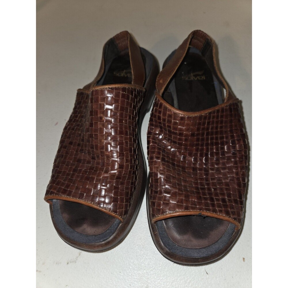 Dansko Solvej Woven Leather Slingback Platform Sandals